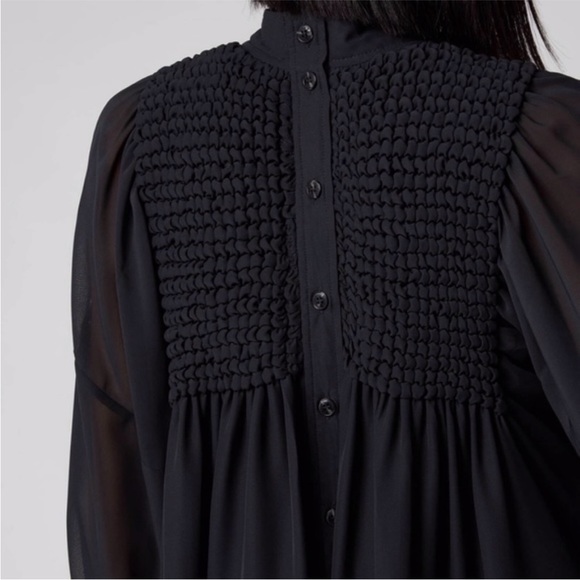 NEW Ganni Smock Chiffon Dress Phantom 40 - Picture 7 of 15